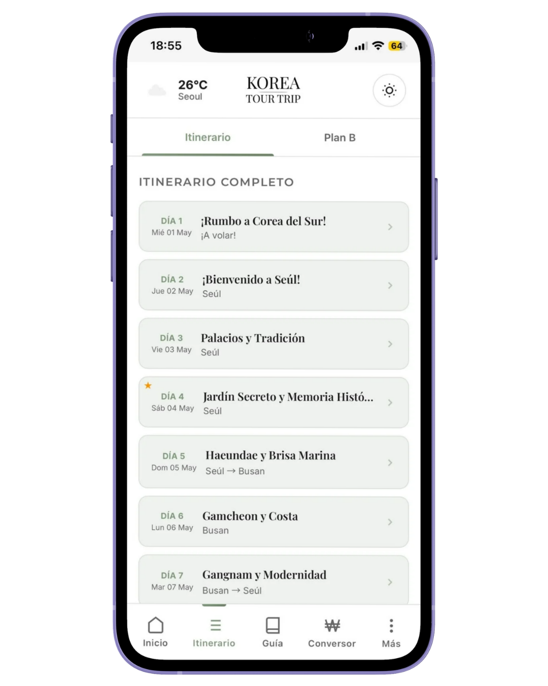 App Korea Tour Trip: plan B