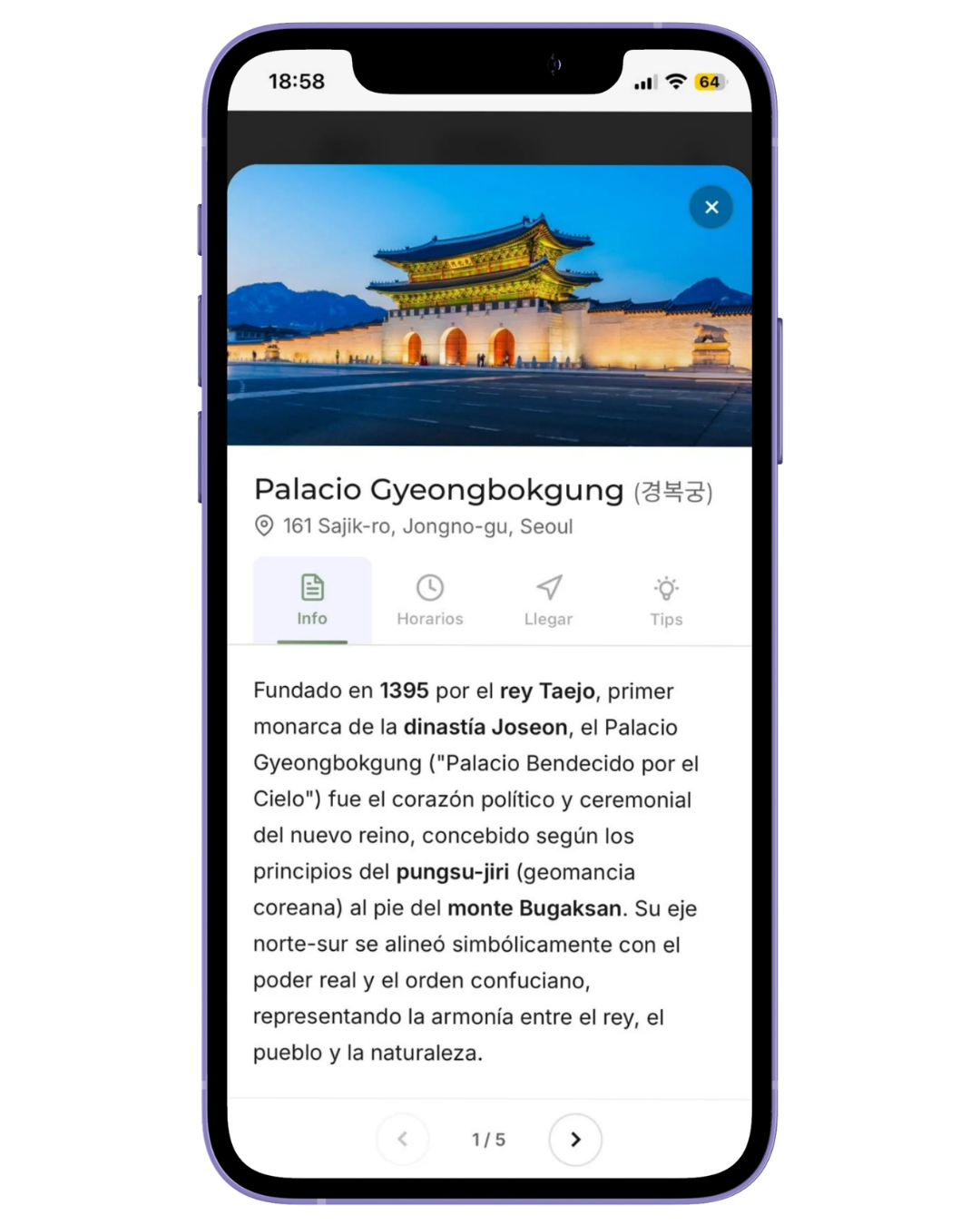 App Korea Tour Trip: información práctica